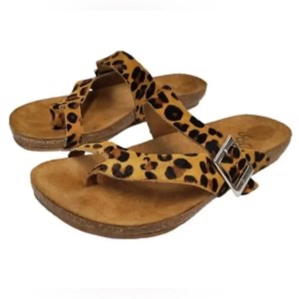 Yukono leopard strap sandals